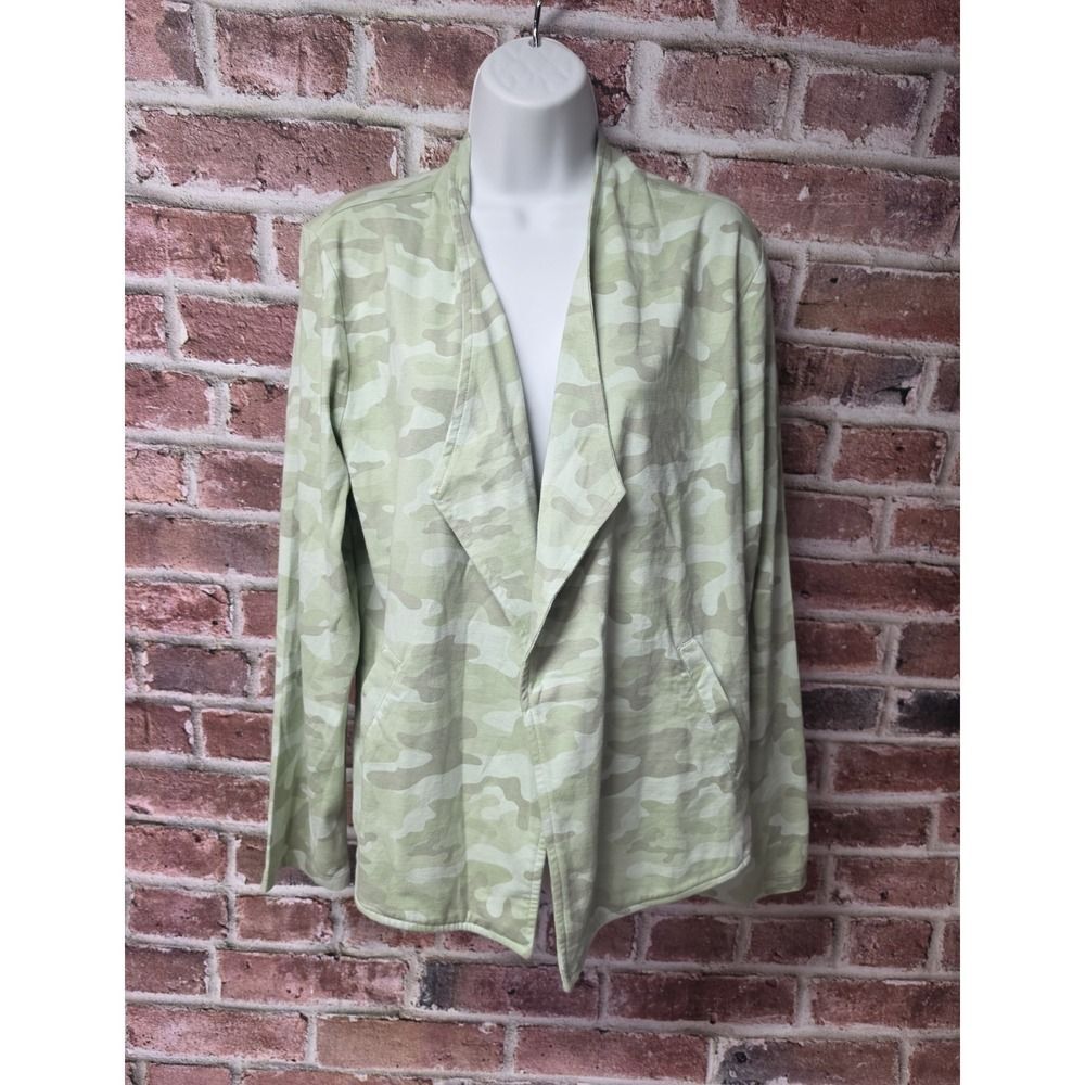 Women's SUSAN GRAVER WEEKEND Camo OPEN Cardigan Sweater Large